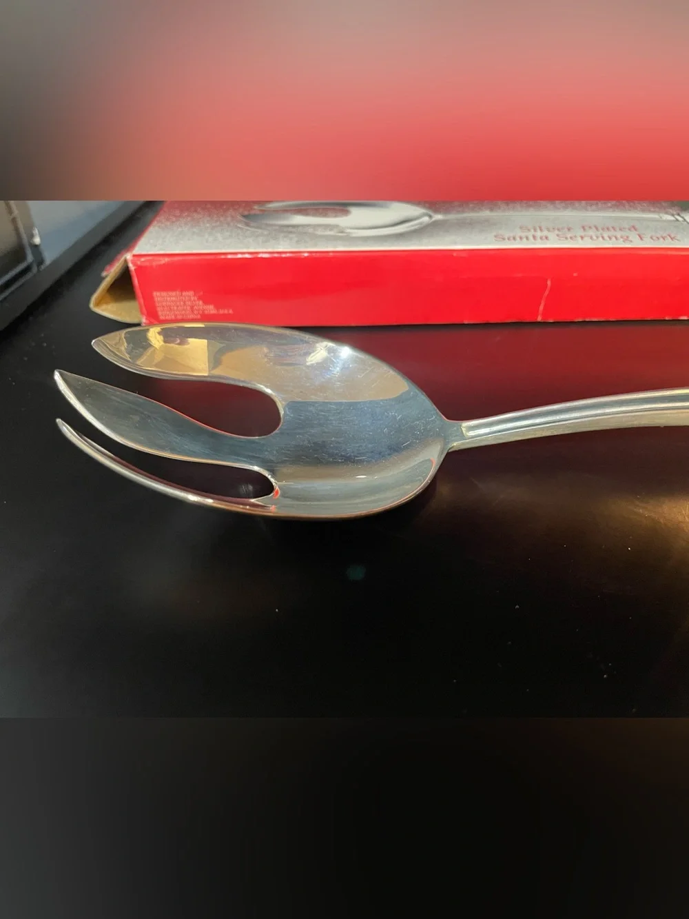 Silver-Plated Holiday Serving Fork with Ornate Handle